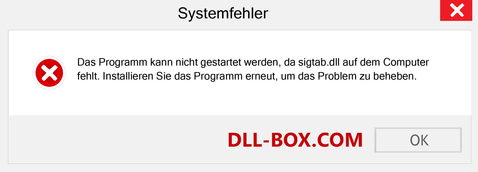 sigtab.dll-Datei fehlt?. Download für Windows 7, 8, 10 - Fix sigtab dll Missing Error unter Windows, Fotos, Bildern