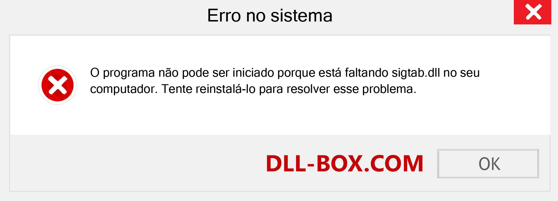 Arquivo sigtab.dll ausente ?. Download para Windows 7, 8, 10 - Correção de erro ausente sigtab dll no Windows, fotos, imagens